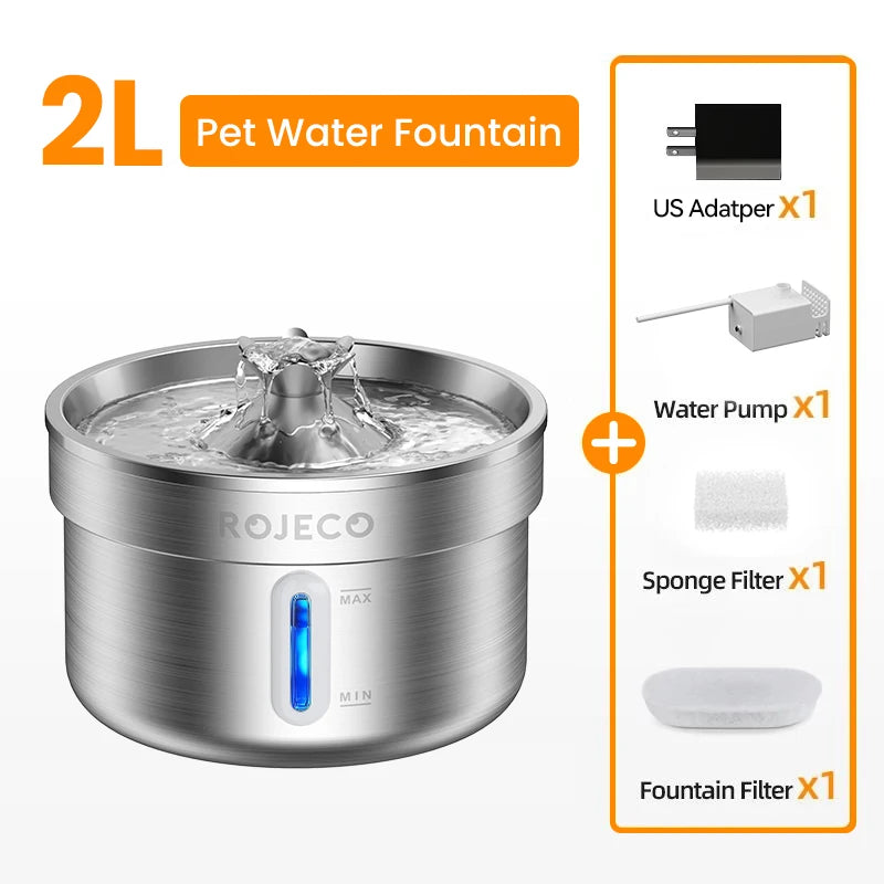 Fontaine à eau pour animaux en acier inoxydable ROJECO
