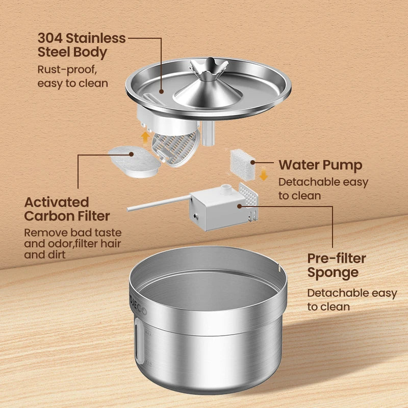 Fontaine à eau pour animaux en acier inoxydable ROJECO